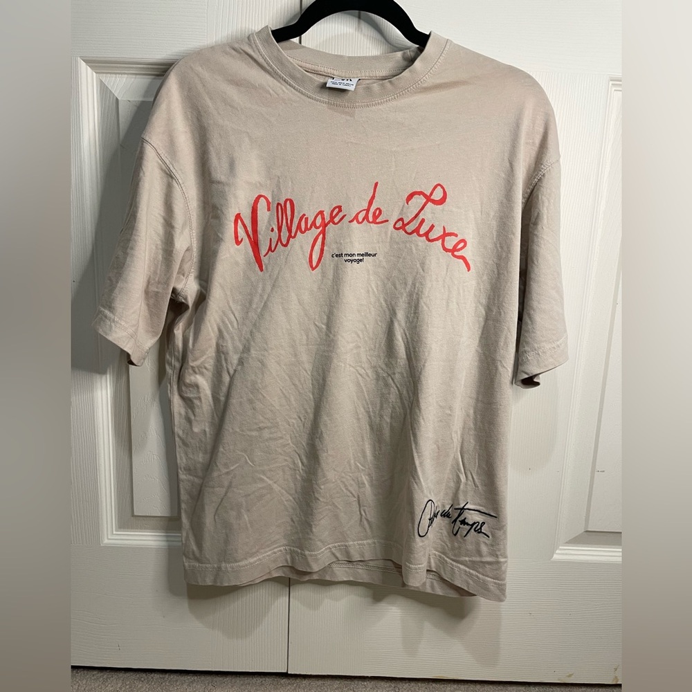 Zara Beige and Red Graphic Tee